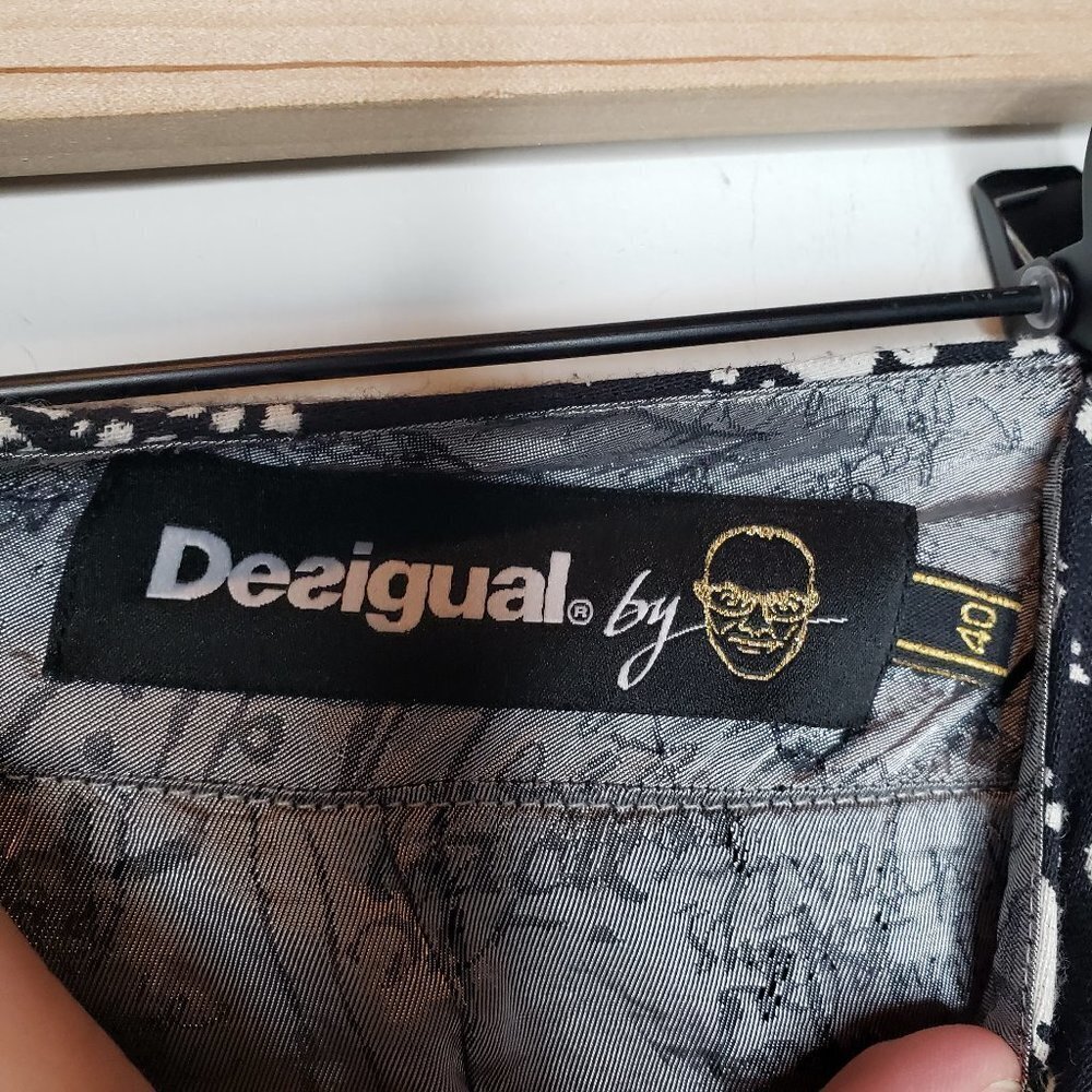 Desigual Great‎ Moments Skirt 40 M/8 Black Ivory Jacquard Textured Boho Artsy - Picture 6 of 9